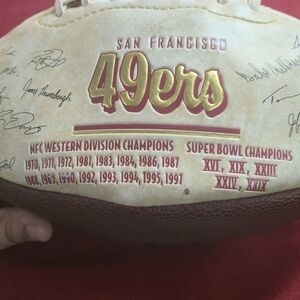 San Francisco 49ers Autographed Football - Gold and Burgundy